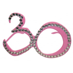 30TH PINK DIAMANTE BIRTHDAY AGE PARTY GLASSES