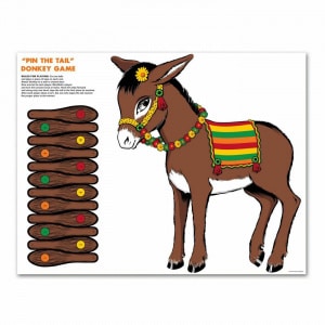 PIN THE TAIL ON THE DONKEY PARTY GAME - 47CM X 44CM