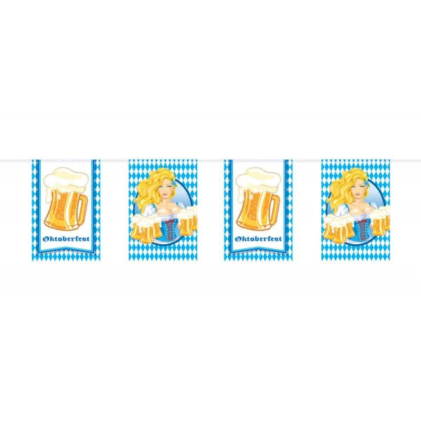 OKTOBERFEST BEER MUG SQUARE PARTY BUNTING - 10M