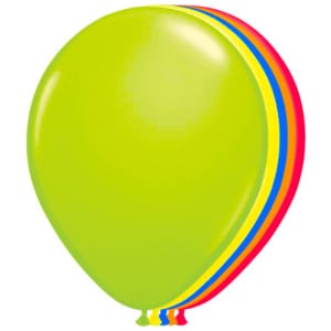 50 X ASSORTED NEON COLOUR DELUXE PARTY BALLOONS - 25CM