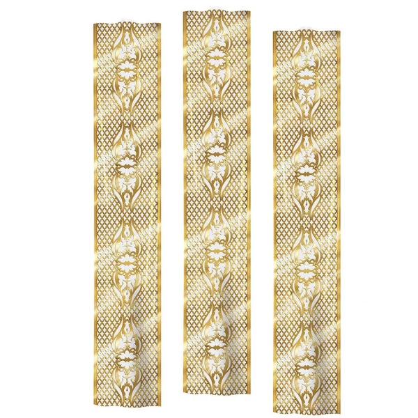 3 X GOLD LATTICE ARABIAN NIGHTS HANGING PARTY PANELS - 1.83M X 30CM