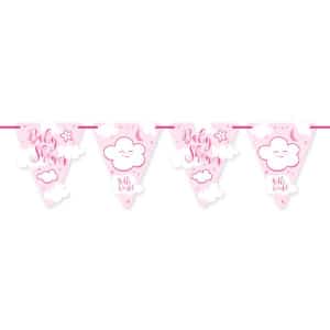 BABY SHOWER PINK BABY GIRL TRIANGLE FLAG BUNTING - 6M
