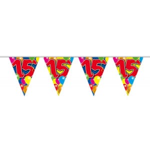 15TH BIRTHDAY TRIANGLE PARTY BUNTING BALLOON DESIGN - 10M