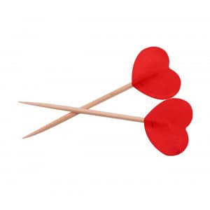 50 X RED HEART PARTY COCKTAIL STICKS