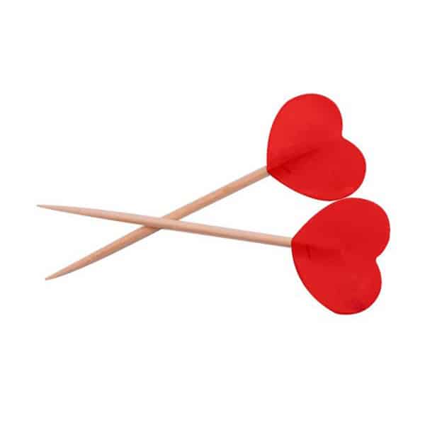 50 X RED HEART PARTY COCKTAIL STICKS