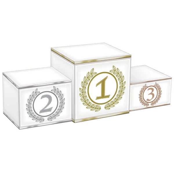 3D INTERNATIONAL GAMES WINNERS PODIUM TABLE DECORATION - 36CM X 13CM