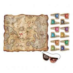 PIN THE FLAG ON THE PIRATE'S TREASURE PARTY GAME - 47CM X 39CM