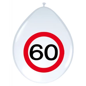 8 X 60TH BIRTHDAY TRAFFIC SIGN PARTY BALLOONS - 30CM