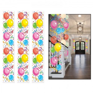 3 X PARTY BALLOONS BIRTHDAY HANGING PARTY PANELS - 1.83M X 30CM