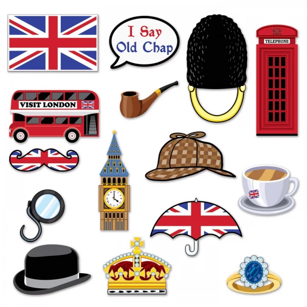 15 X GREAT BRITISH & LONDON PHOTO BOOTH / SELFIE PROPS - 13CM - 29CM