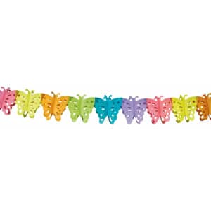 BUTTERFLY RAINBOW MULTICOLOURED HONEYCOMB HANGING PARTY GARLAND - 6M