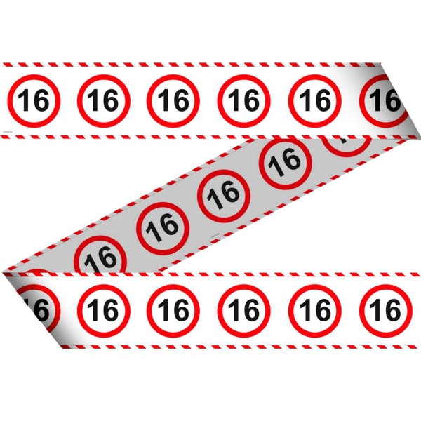 16TH BIRTHDAY TRAFFIC SIGN PARTY BARRIER TAPE - 15M