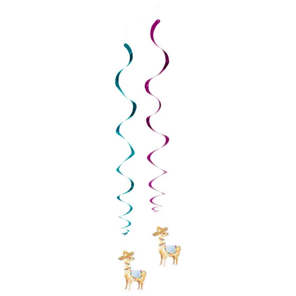 2 X FUN MEXICAN LLAMA HANGING WHIRLS - 85CM