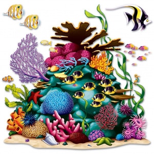 LARGE UNDER THE SEA CORAL REEF SCENE SETTER DECORATION - 1.6M X 1.6M