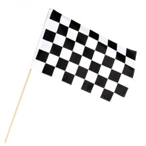 HAND HELD CHEQUERED RACING FLAG - 30CM X 45CM