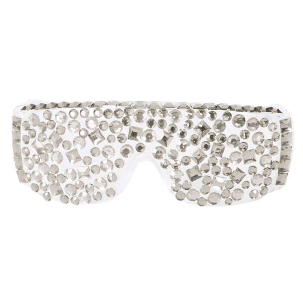 SILVER DIAMOND STUDDED POP STAR LADY FANCY DRESS GLASSES