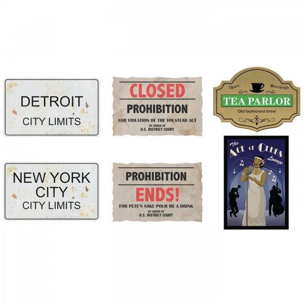 1920'S PROHIBITION CUTOUT SIGN DECORATIONS - 30CM - 36CM