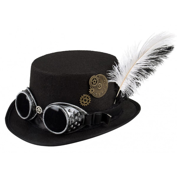 VICTORIAN STEAMPUNK TOP HAT WITH GOGGLES FANCY DRESS
