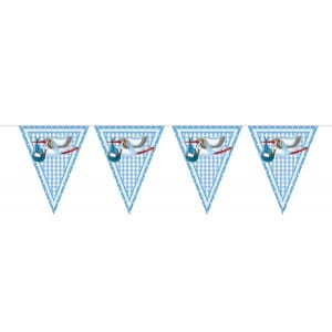 BLUE BABY SHOWER TRIANGLE PARTY BUNTING STORK DESIGN - 10M