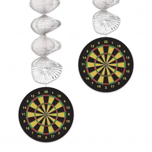 2 X DARTBOARD PARTY HANGING DECORATIONS - 76CM