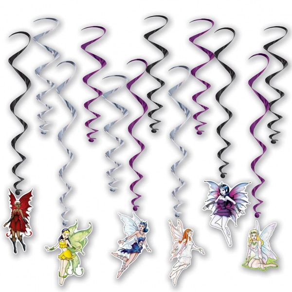 12 X FAIRY FANTASY FOIL HANGING WHIRLS - 43CM - 81CM