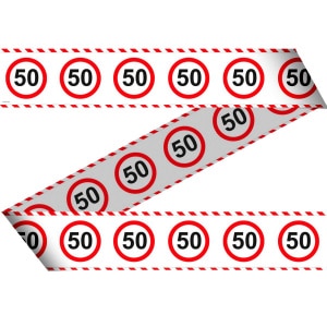 50TH BIRTHDAY TRAFFIC SIGN PARTY BARRIER TAPE - 15M