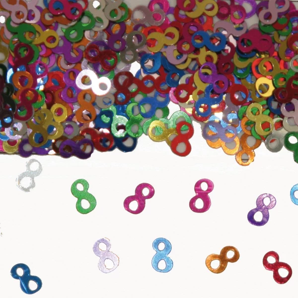 8TH BIRTHDAY MULTICOLOURED METALLIC TABLE CONFETTI - 14G