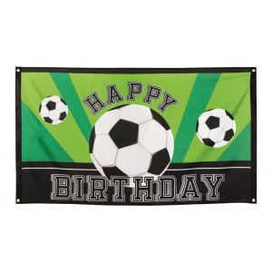 FOOTBALL HAPPY BIRTHDAY BANNER / FLAG - 90CM x 1.5M