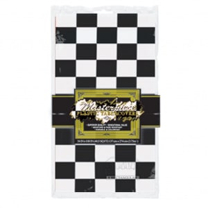 CHEQUERED RACING FLAG PARTY TABLECLOTH - 1.4M X 2.7M