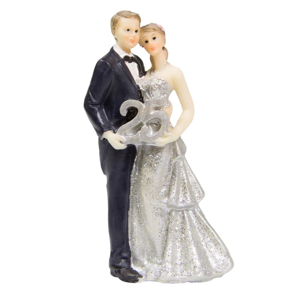25TH SILVER ANNIVERSARY CAKE DECORATION - 11CM