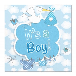 20 X BABY SHOWER "IT'S A BOY!" PARTY NAPKINS - 25CM