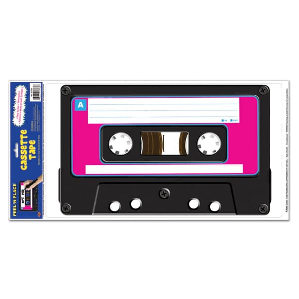 RETRO CASSETTE TAPE PEEL 'N' PLACE DECORATION - 61CM X 30CM