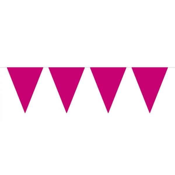 HOT PINK MATT METALLIC TRIANGLE PARTY BUNTING - 6M