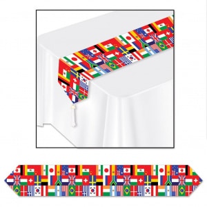 INTERNATIONAL FLAG TABLE RUNNER INTERNATIONAL THEME PARTY TABLEWARE