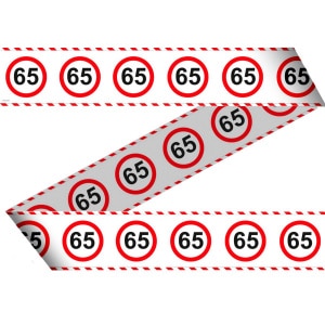 65TH BIRTHDAY TRAFFIC SIGN PARTY BARRIER TAPE - 15M