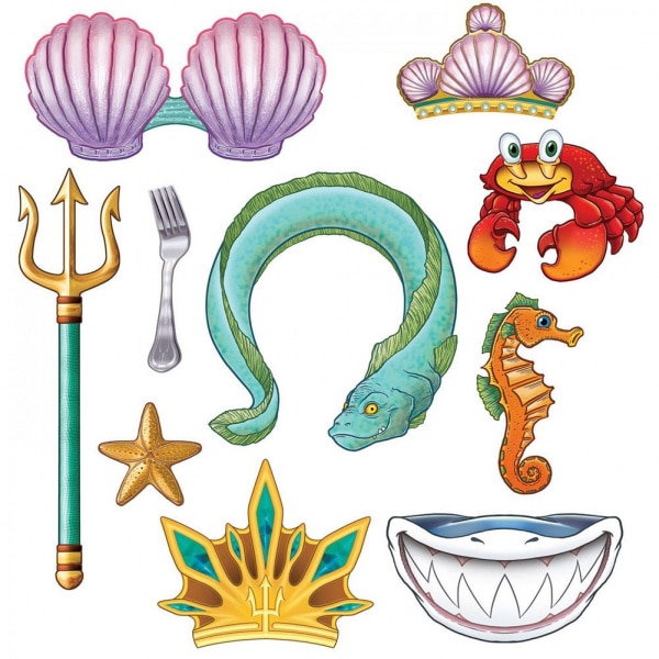 10 X MERMAID UNDER THE SEA PHOTO BOOTH / SELFIE PROPS - 11CM - 46CM