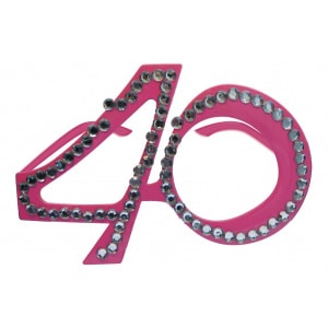 40TH PINK DIAMANTE BIRTHDAY AGE PARTY GLASSES
