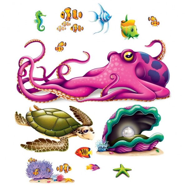 13 X UNDER THE SEA MARINE LIFE SCENE SETTER DECORATIONS - 13CM - 1.6M