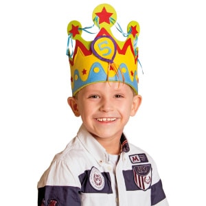 CHILDREN'S BIRTHDAY CROWN WITH CUSTOMISED AGE 1-5YRS PARTY HAT