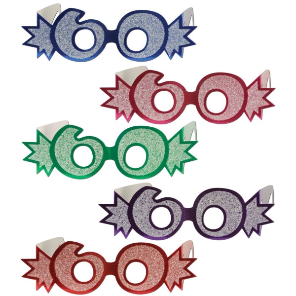 60TH BIRTHDAY GLITTER BLUE FOIL PARTY GLASSES