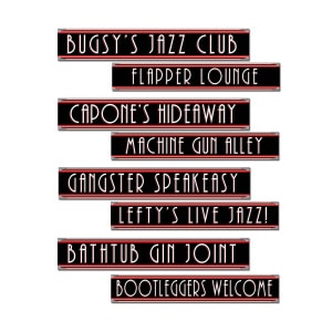 4 X 1920'S GANGSTER STREET SIGN DECORATIONS 2 SIDED - 60CM X 10CM