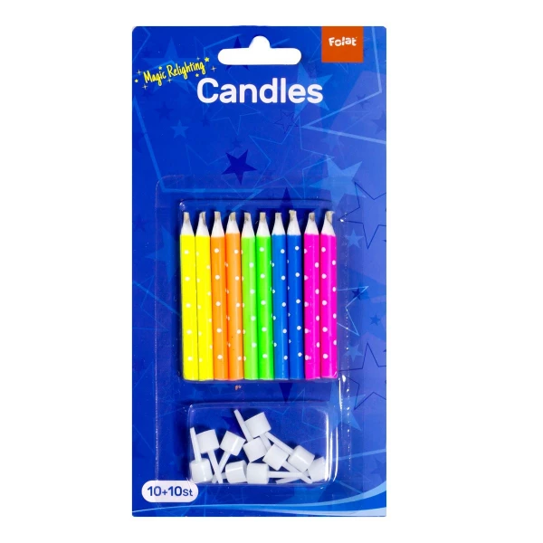 10 X JOKE MAGIC RELIGHTING BIRTHDAY CANDLES