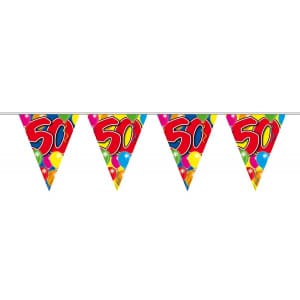 50TH BIRTHDAY TRIANGLE PARTY BUNTING BALLOON DESIGN - 10M