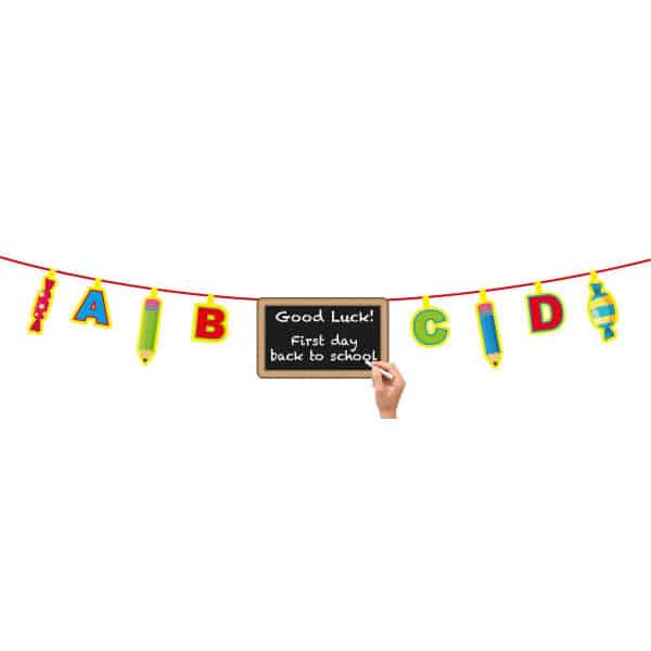 BACK TO SCHOOL PARTY BANNER WITH BLACKBOARD & CHALK - 4M
