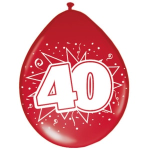 8 X 40TH RUBY WEDDING ANNIVERSARY DELUXE PARTY BALLOONS - 30CM
