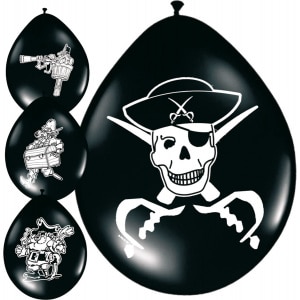 8 X PIRATE SKULL & CROSSBONE DELUXE PARTY BALLOONS - 30CM
