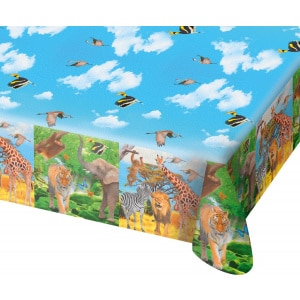 AFRICAN SAFARI ANIMALS PARTY TABLECLOTH - 1.3M X 1.8M
