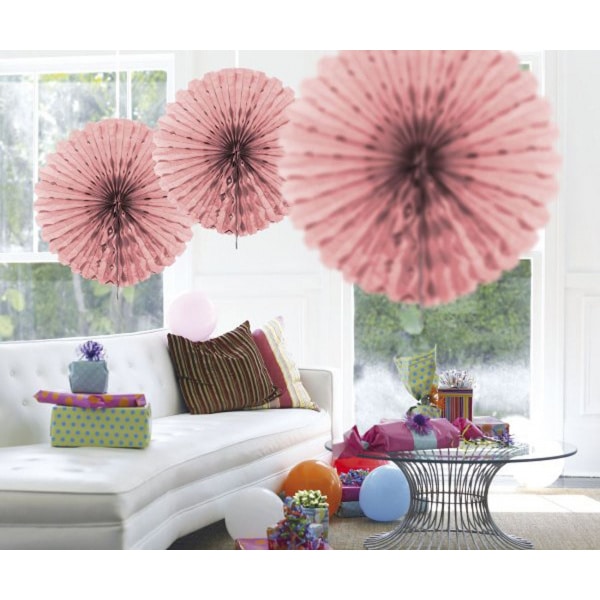 PINK HONEYCOMB HANGING FAN DECORATION - 45CM