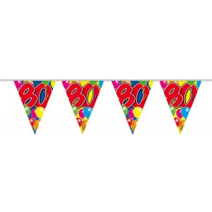 80TH BIRTHDAY TRIANGLE PARTY BUNTING BALLOON DESIGN - 10M