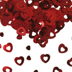 RED HEARTS VALENTINE'S DAY / ANNIVERSARY METALLIC TABLE CONFETTI - 14G